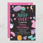 Invitation Sleepover soirée rose violet entre (Devant / Derrière)