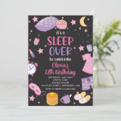 Invitation Sleepover soirée rose violet entre (Debout devant)