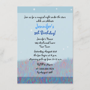 Invitation Sleepover Under the Stars Birthday Party - Blue