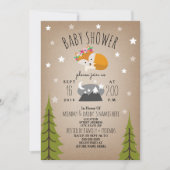 Invitation Sleepy Fox Mountains Girl Baby shower (Devant)