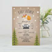 Invitation Sleepy Fox Mountains Girl Baby shower (Debout devant)