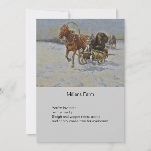 Invitation Sleigh à cheval en Pologne (Devant)