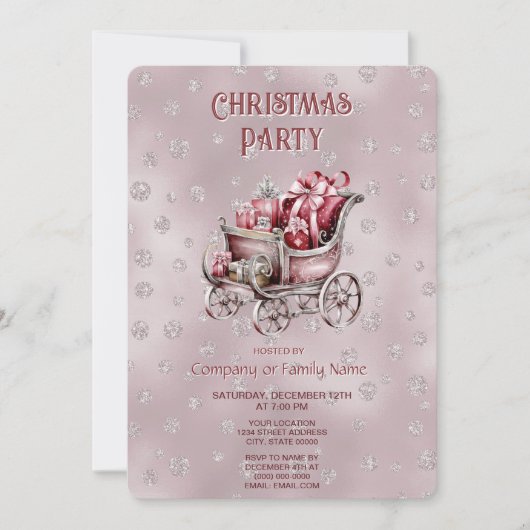 Invitation Sleigh De Noël Avec Cadeaux Fête De Fête (Devant)