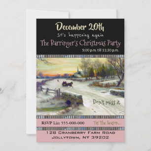 Invitation Sleigh Ride in Snow Holiday Party