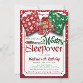 Invitation Slepover d'hiver Fête d'anniversaire Parties scint (Devant)