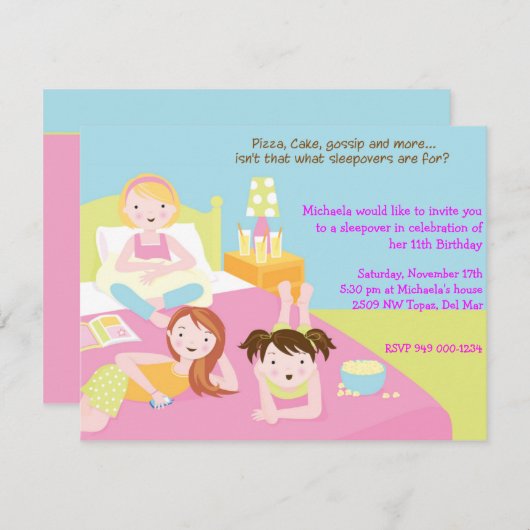 Invitation Slepover Party (Devant / Derrière)