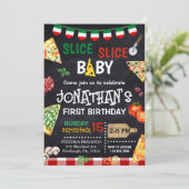 Invitation Slice Baby Pizza Party 1er anniversaire (Debout devant)