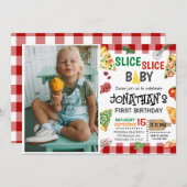 Invitation Slice Baby Pizza Party 1er anniversaire (Devant / Derrière)