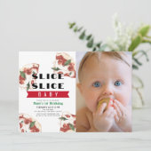 Invitation Slice Baby Pizza Photo 1er anniversaire (Debout devant)