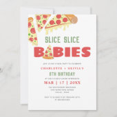 Invitation Slice moderne Babins Twins Pizza fête d'anniversai (Devant)