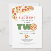 Invitation Slice Moderne De Fun 2e Anniversaire Pizza Party B (Devant)