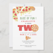 Invitation Slice Moderne De Fun 2ème Anniversaire Pizza Party (Devant)