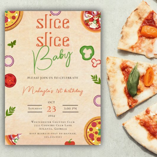 Invitation Slice moderne Pizza Baby Pizza Premier anniversair