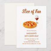 Invitation Slice Of Fun Pizza & Wine Adult Birthday Party (Devant / Derrière)