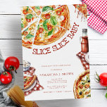 Invitation Slice Slice Baby Modern Pizza Baby shower Invitati<br><div class="desc">Slice Slice Baby Modern Pizza Baby shower Invitation</div>