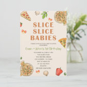 Invitation Slice Slice Baby Pizza Baby Twins Anniversaire (Debout devant)