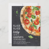 Invitation Slice Slice Baby Pizza moderne Premier anniversair (Devant)