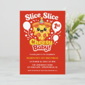 Invitation Slice Slice Cheesy Baby Pizza 1st Birthday (Debout devant)