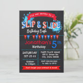 Invitation Slide et Slide été Anniversaire Bassin Rouge Bleu (Debout devant)