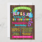 Invitation Slide et Slide Hot Pink fête d'anniversaire d'été (Devant)