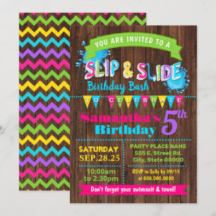 Invitation Slide et Slide Hot Pink fête d'anniversaire d'été