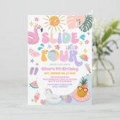 Invitation Slide Into Four Pool Party Summer 4th Birthday (Debout devant)