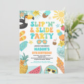 Invitation Slide 'n' Slide Splash Pad Summer Anniversday Part (Debout devant)