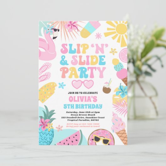 Invitation Slide 'n' Slide Splash Pad Summer Anniversday Part (Debout devant)
