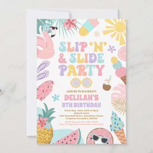 Invitation Slide 'n' Slide Splash Pad Summer Anniversday Part (Devant)