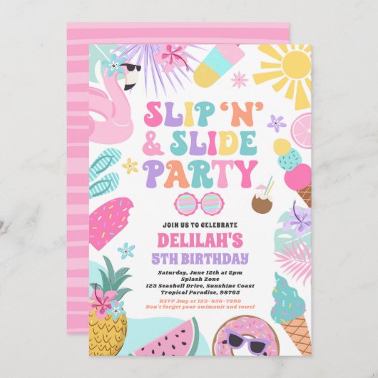 Invitation Slide 'n' Slide Splash Pad Summer Anniversday Part (Devant / Derrière)