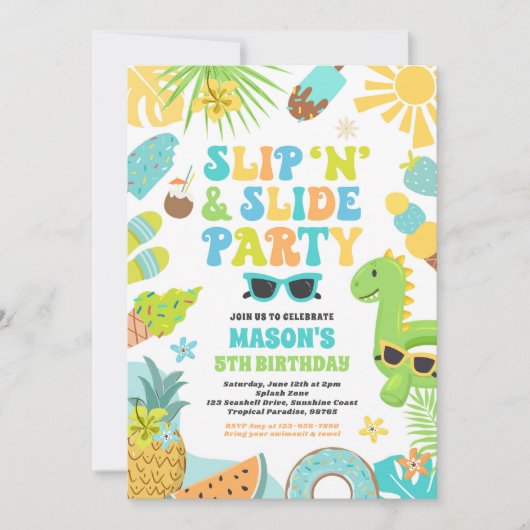 Invitation Slide 'n' Slide Splash Pad Summer Anniversday Part (Devant)