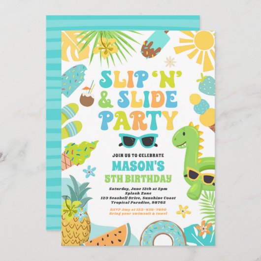 Invitation Slide 'n' Slide Splash Pad Summer Anniversday Part (Devant / Derrière)