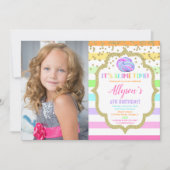 Invitation Slime d'anniversaire photo pastel rainbow girl (Devant)