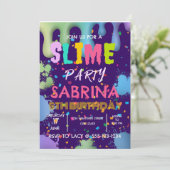 Invitation Slime fête d'anniversaire personnalisé (Debout devant)