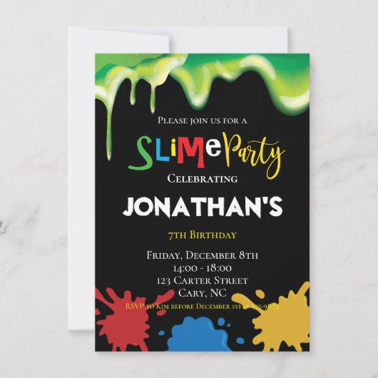 Invitation Slime Fun children Anniversaire fête (Devant)