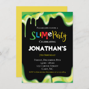 Invitation Slime Fun Children fête d'anniversaire