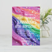 Invitation Slime Party Arc-en-ciel Couleurs Anniversaire (Debout devant)