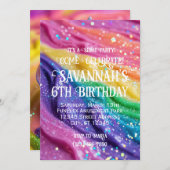 Invitation Slime Party Arc-en-ciel Couleurs Anniversaire (Devant / Derrière)