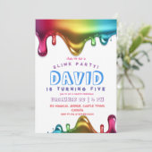 Invitation Slime Party Ranbow Slime Anniversaire (Debout devant)