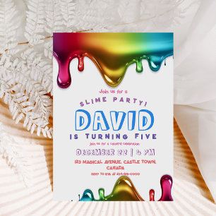 Invitation Slime Party Ranbow Slime Anniversaire