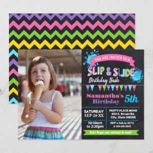 Invitation Slip et diapositive d'anniversaire bash rose Chalk