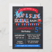 Invitation Slip et Slide Kickball Anniversaire Rouge Blanc Bl (Devant)