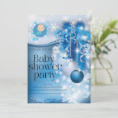 Invitation Sliver snowflakes winter wonderland baby shower  (Debout devant)