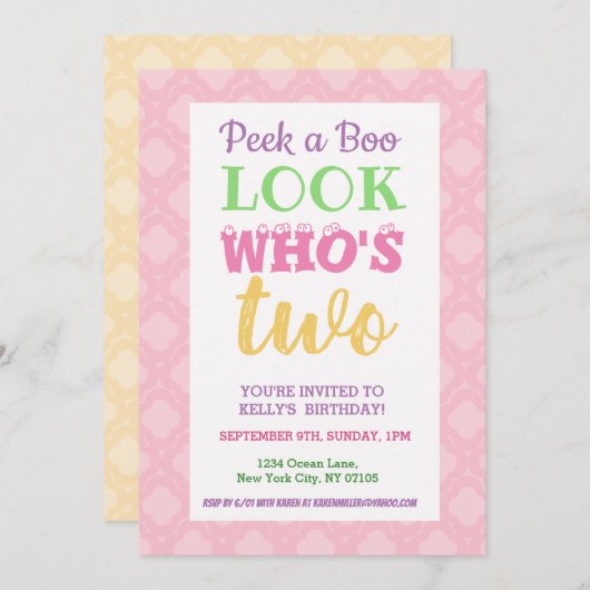 Invitation Slogans d'invitation pour le 2e anniversaire (Devant / Derrière)