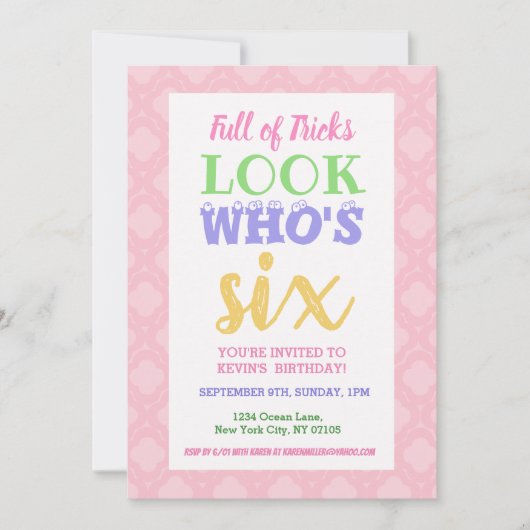 Invitation Slogans d'invitation pour le 6e anniversaire (Devant)