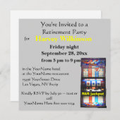 Invitation Slot Machine Casino Theme Retirement Party (Devant / Derrière)