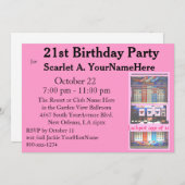 Invitation Slot Machine fête le 21e anniversaire (Devant / Derrière)
