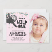 Invitation Sloth 1er anniversaire Photo Anniversaire Invitati (Devant)