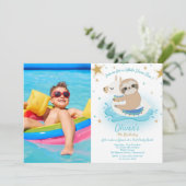 Invitation Sloth and Llama Pool Party Birthday Boy Photo (Debout devant)