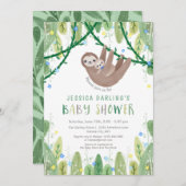 Invitation Sloth Baby Boy Bow Cravate douche Jungle Thème (Devant / Derrière)